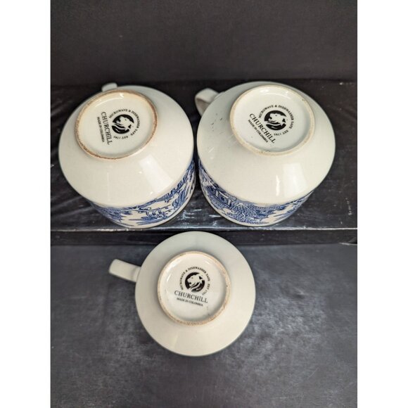 Churchill Blue Willow China Teacup 6 Oz Made in Cambodia Lot of 3 - Picture 8 of 9